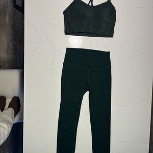 Lululemon Like a Cloud Bra & Wunder Under Set Dark Green